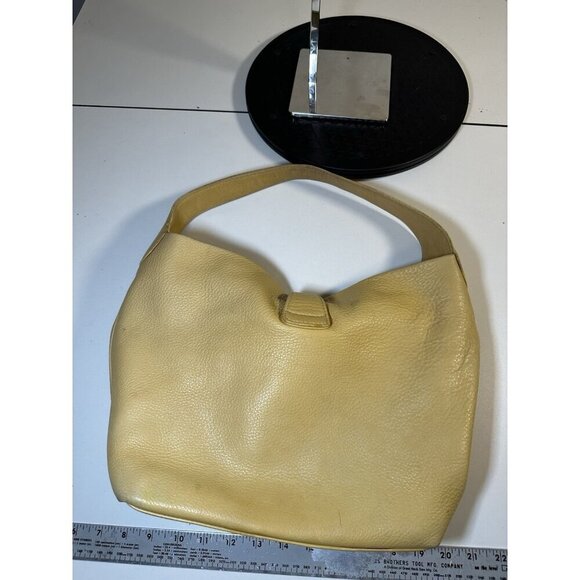 DOONEY & BOURKE Belvedere Logo Duck Lock Clip Hobo Shoulder Bag Yellow Leather - Picture 7 of 10